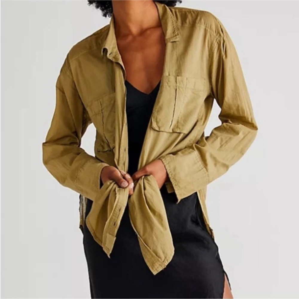 FREE PEOPLE WE THE FREE Sheer Luck Shirt button up lightweight 100% cotton small